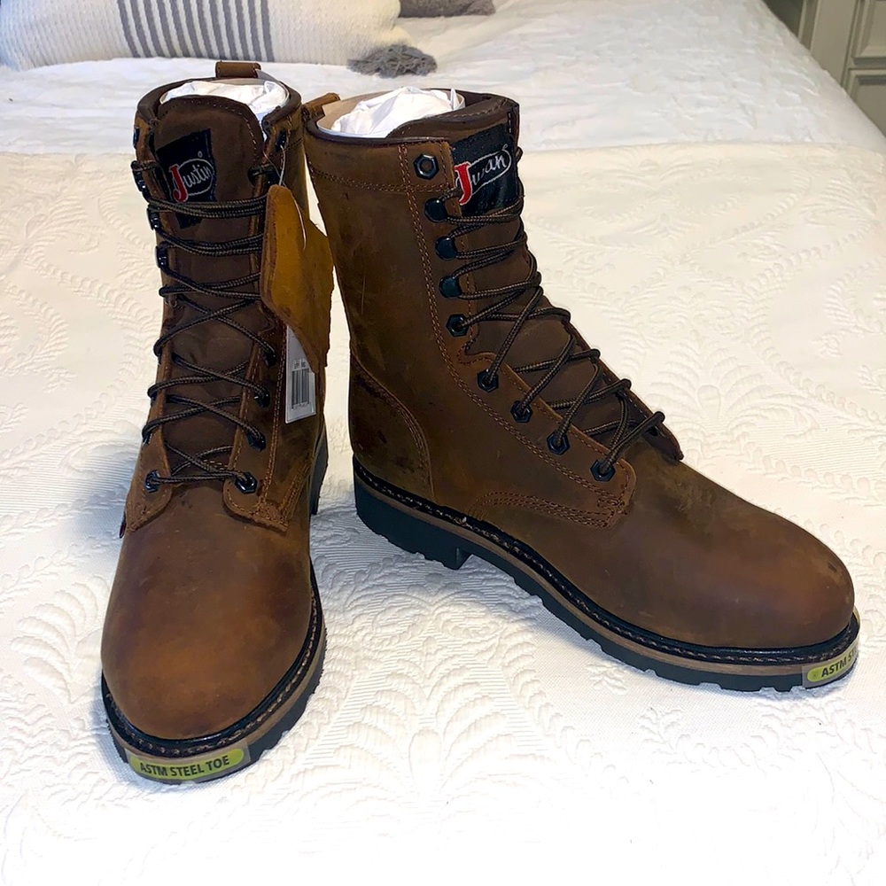 Brand new Justin SE961 Steel Toe work boots.  Never worn, with tags